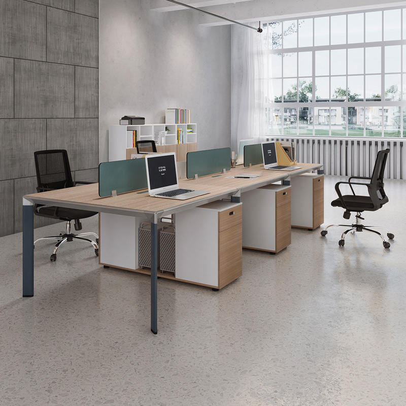 Model KW002 Moderne werkstationset in bulk - 4-Commercieel bureau voor personen met stoelen voor kantoorgebouwen
